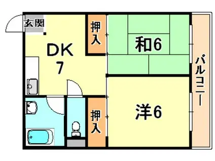 辻川マンション(2DK/3階)の間取り写真