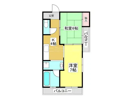 サンシャイン江畑II(2K/2階)の間取り写真