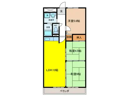ラ・プエルタ・フェリス(3LDK/3階)の間取り写真