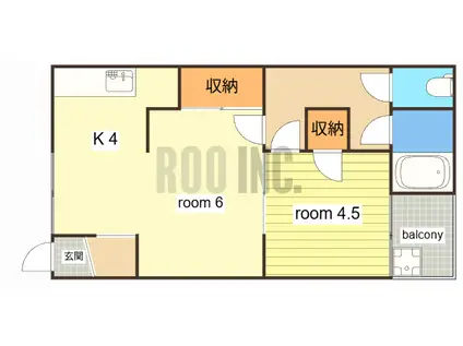 八代ハイツ(2K/2階)の間取り写真