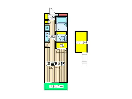 グランデ・ジュール(1K/2階)の間取り写真