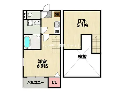 LUCE 高宮(1K/2階)の間取り写真