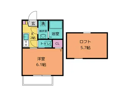 プライムの杜金沢八景弐番館(1K/1階)の間取り写真