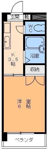 フレンド松山(1K/4階)の間取り写真