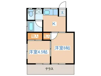 コーポ・エル(2K/1階)の間取り写真