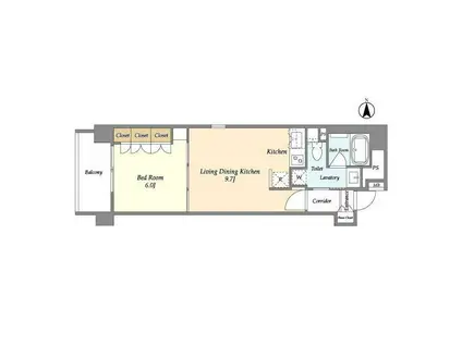 コンフォリア西麻布(1LDK/8階)の間取り写真