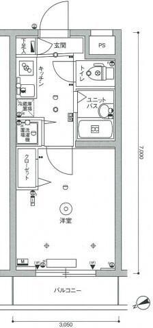 スカイコート蒲田弐番館(1K/4階)の間取り写真