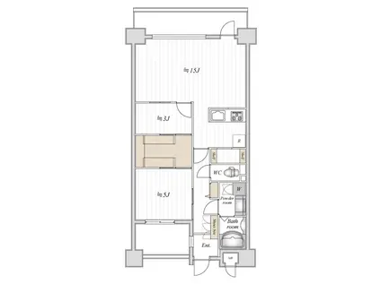 芝公園アパートメント(1SLDK/4階)の間取り写真