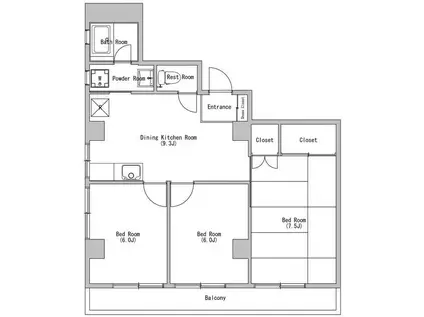 サンレックス(3DK/4階)の間取り写真