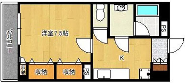 ハビタット351(1K/1階)の間取り写真