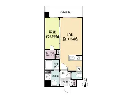 CASA REGULUS FUKUSHIMA NODA(1LDK/4階)の間取り写真