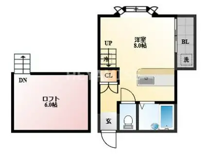 スカイヒルズ緑が丘(ワンルーム/1階)の間取り写真