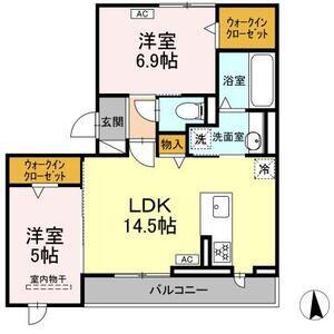DーROOM戎町(2LDK/3階)の間取り写真