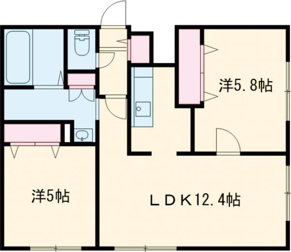 CALM千歳(2LDK/4階)の間取り写真