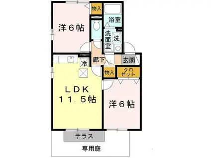 メゾン プレミール B棟(2LDK/1階)の間取り写真