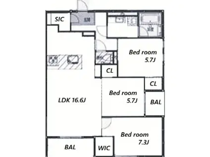 ラ ルーシュ(3LDK/3階)の間取り写真