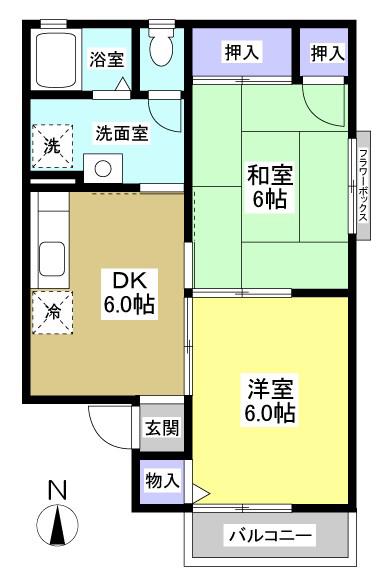 セジュールエマC(2DK/2階)の間取り写真