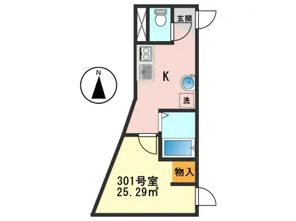 メイユール新小岩(1K/3階)の間取り写真