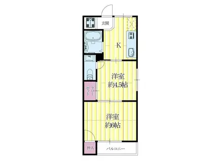 ＪＲ東海道本線 千里丘駅 徒歩10分 3階建 築54年(2K/3階)の間取り写真