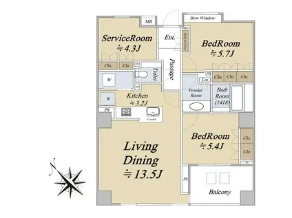 グローリオ蘆花公園D棟(2SLDK/2階)の間取り写真