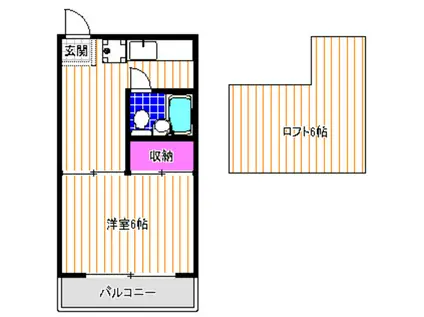 リバーサイドドリアン(1K/2階)の間取り写真