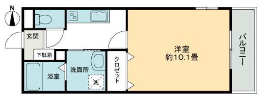 フォブール林町(1K/3階)の間取り写真