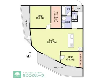 THE TAKASUNA KULTURCE(2LDK/3階)の間取り写真