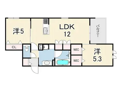 HEBEL MAISON 塚口(2LDK/3階)の間取り写真