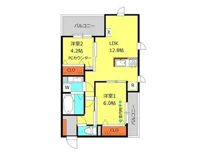 GRAND HILLS(2LDK/1階)の間取り写真