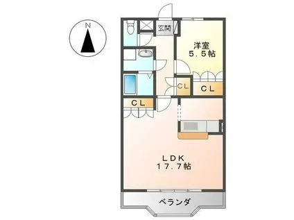 アンベリール・K・湘南(1LDK/1階)の間取り写真