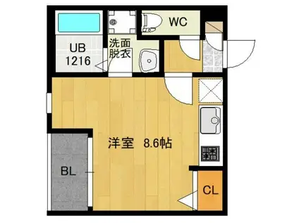 REGALEST宮城野原(ワンルーム/1階)の間取り写真