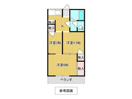 クレッシェンド(3K/2階)の間取り写真