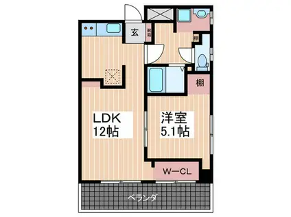 ライブオーク幟町(1LDK/2階)の間取り写真