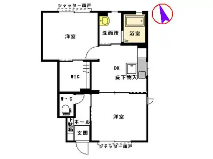 シエル・クレール(2DK/1階)の間取り写真