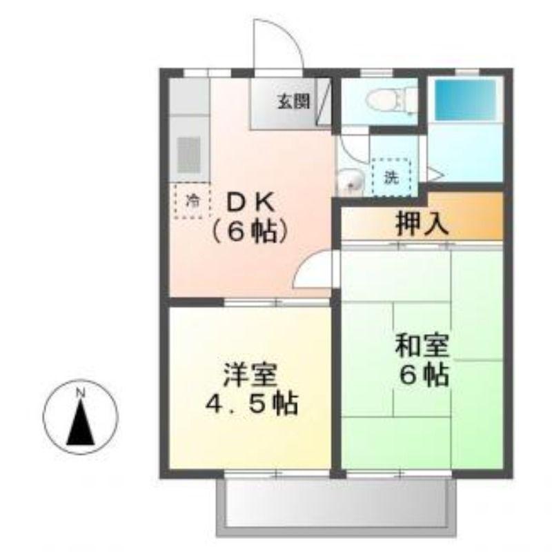 レジデンス白鳥 A(2DK/2階)の間取り写真