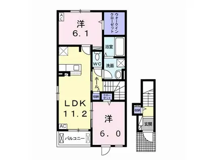 エミールI(2LDK/2階)の間取り写真