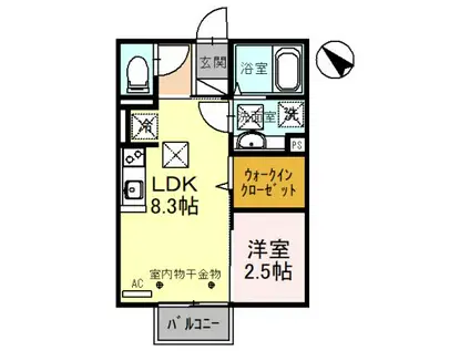 アンベリール(1LDK/1階)の間取り写真