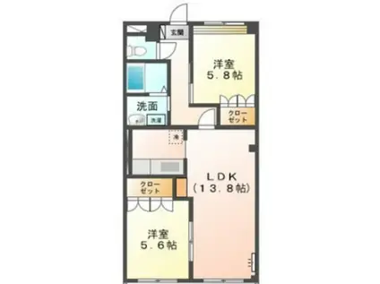 フォン・ヴィラージュII(2LDK/2階)の間取り写真