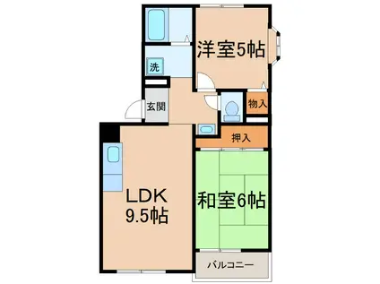 トリヴァンベールタナカ(2LDK/1階)の間取り写真