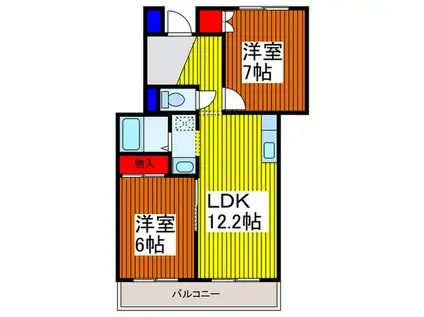 ウイングヒルズ元郷(2LDK/1階)の間取り写真
