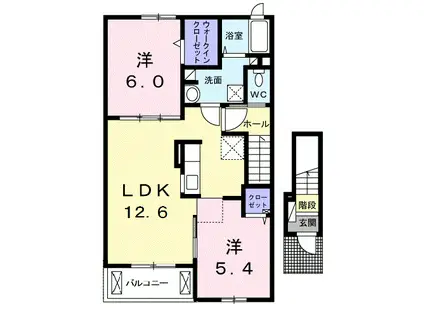 アルカンシエルB(2LDK/2階)の間取り写真