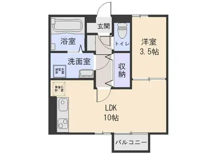 セジュール中ノ島B(1LDK/1階)の間取り写真