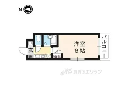 ラグーナ宝ヶ池(1K/4階)の間取り写真