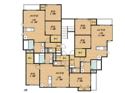 大野城市白木原計画(2LDK/2階)の間取り写真