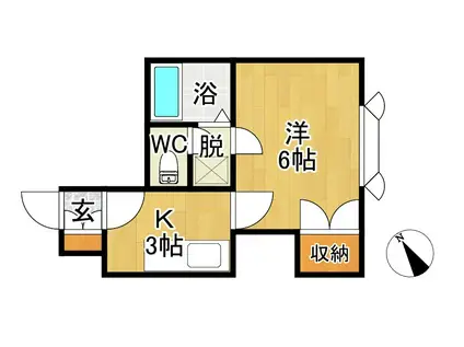 メゾンカレッジ(1K/2階)の間取り写真