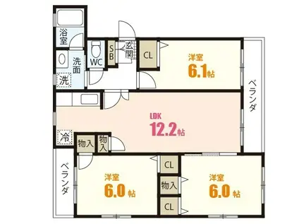 YZBLD KABE(3LDK/1階)の間取り写真