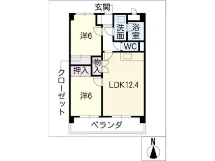 レージュ武豊B棟(2LDK/1階)の間取り写真