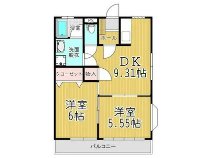 大畑第二マンション(2DK/2階)の間取り写真