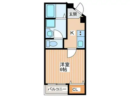 若葉ハウス(1K/3階)の間取り写真