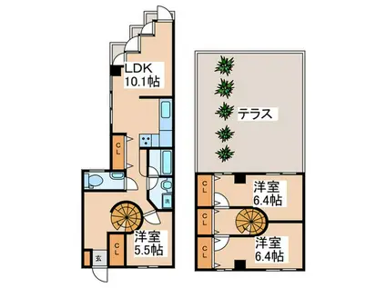 カドリル青葉台(3LDK/2階)の間取り写真